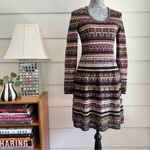M Missoni Long-Sleeve Floral Lurex Jacquard Knit Dress size 42/ US 10